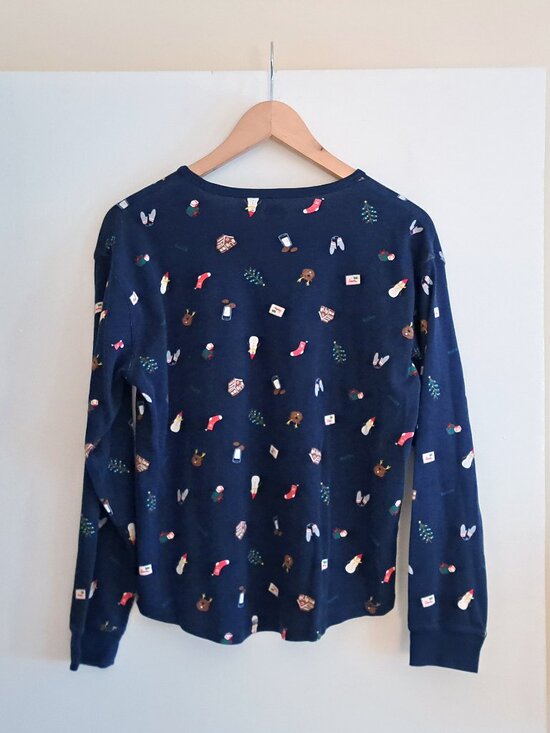 ROOTS Holiday Pajama Top, navy, sz L - Picture 4 of 7
